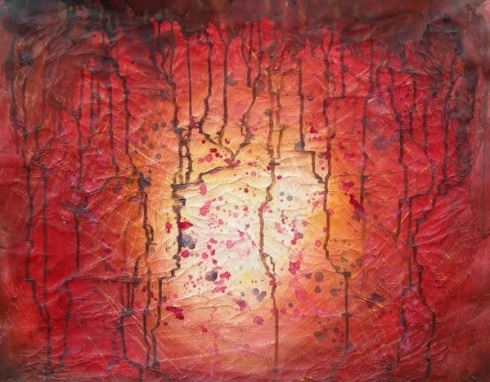 dipinto a olio su tela astratto rosso della Collezione Dipintinmovimento