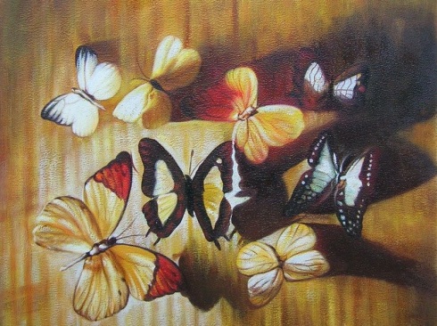 farfalle dipinto a olio su tela dim.50x60 della Galleria dipintinmoivmennto disponibile in vendita online