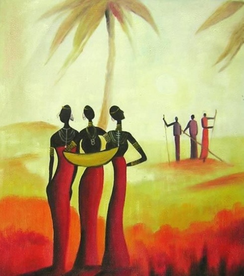 Donne Africane dipinto a olio su tela dim.50x60 della Collezione Dipintinmovimento